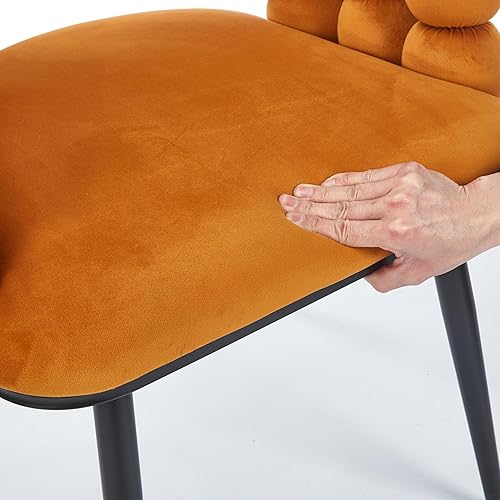 Miniatura 5 de Silla moderna naranja (juego de 2)  patas de tubo dorado, cojines suaves y respaldo cómodo  comedor, sala de estar, cafetería, peluquería