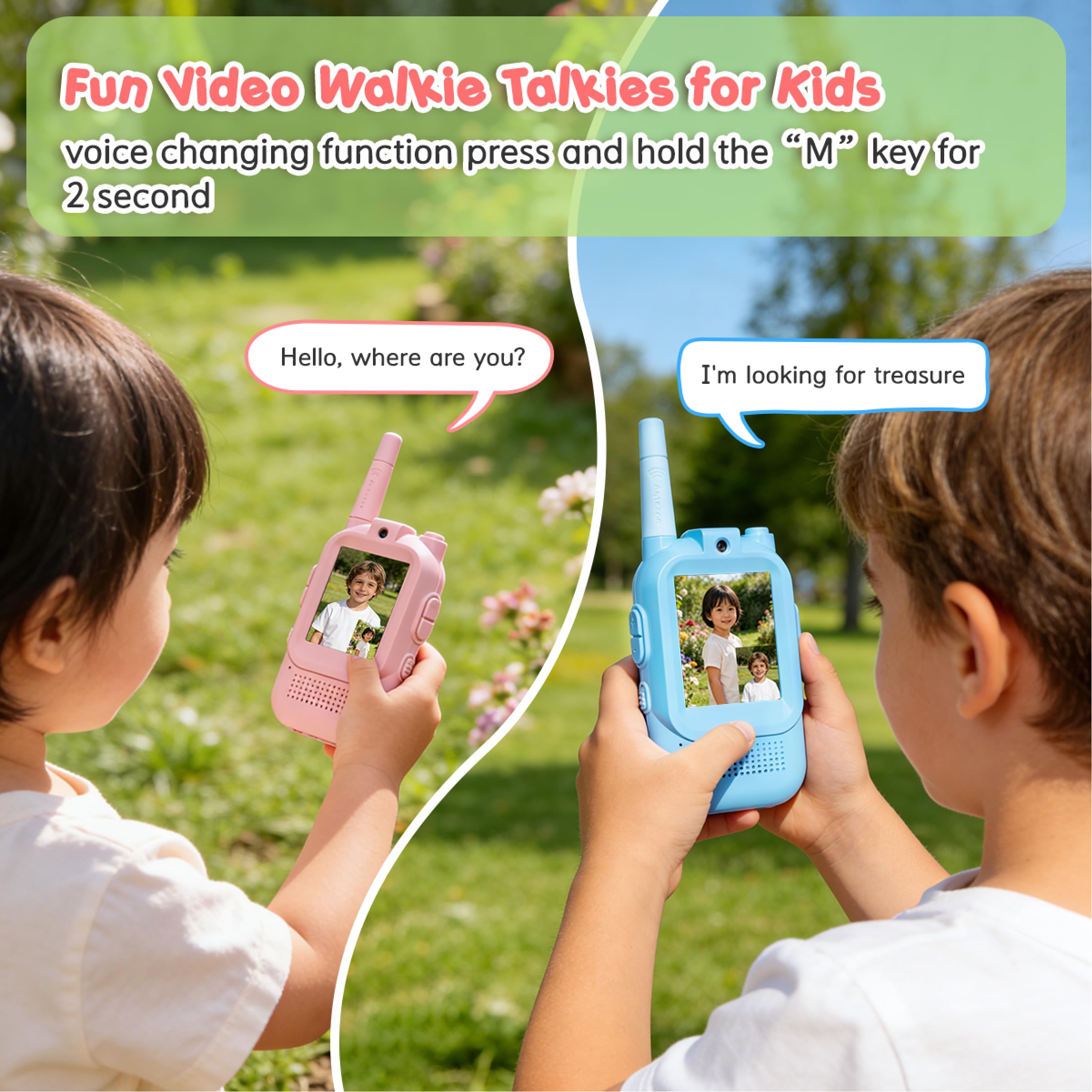 Talkie-walkie vidéo rechargeable pour enfants de 3 à 12 ans garçons filles
