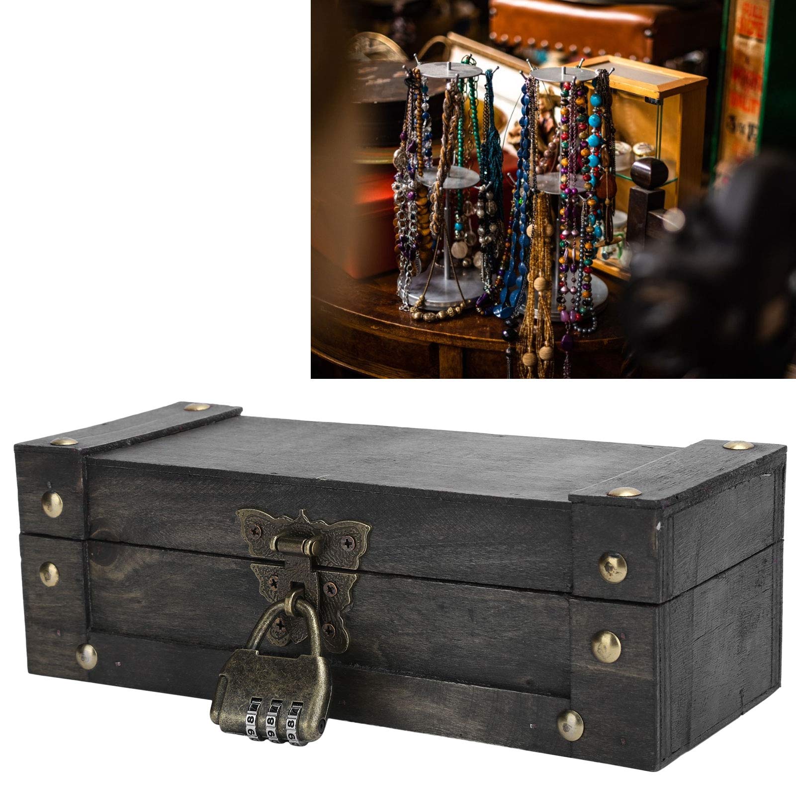 Boîte De Rangement De Bijoux En Bois Vintage, Organisateur De Produits De Vie Retro Antique Coffret Cadeau 94522549