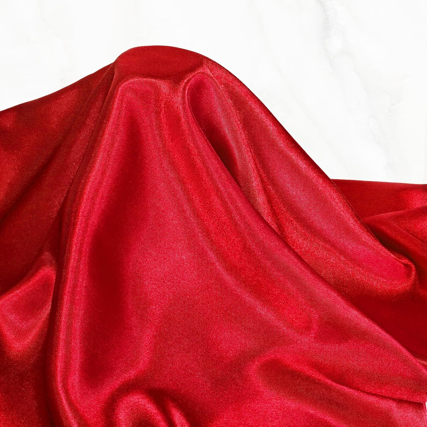 Entisn Red Satin Fabric by The Yard, Silky Fabric 60 Inch Charmeuse Satin Fabric, Soft Cloth Fabric for Wedding Decor, DIY Crafts, Napkins, Bridal Dress, Sewing(3 Yards)