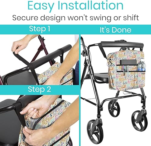 Vista 113 de Bolsa de transporte Vive para andador, universal, para accesorios de sillas de ruedas, andadores, andadores con ruedas y sillas de transporte, que