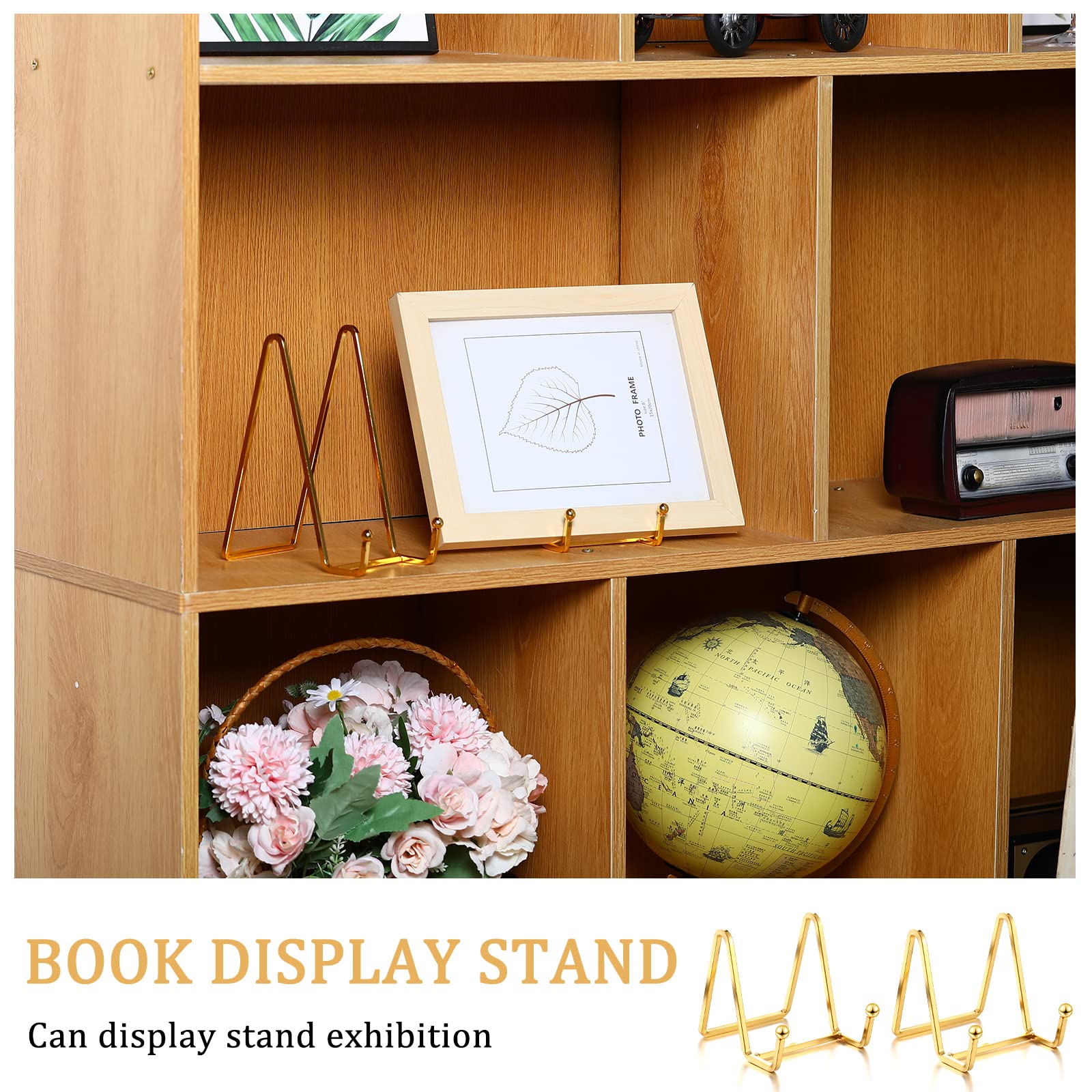 Kenning 24 Stück Gold Teller Halter Staffelei Display Ständer Metall Buch Display Ständer Tisch Bilderrahmen Halter Foto Quadratische Eisen Staffelei Dekorativ für Küche Büro Zimmer Tischplatte (7,6