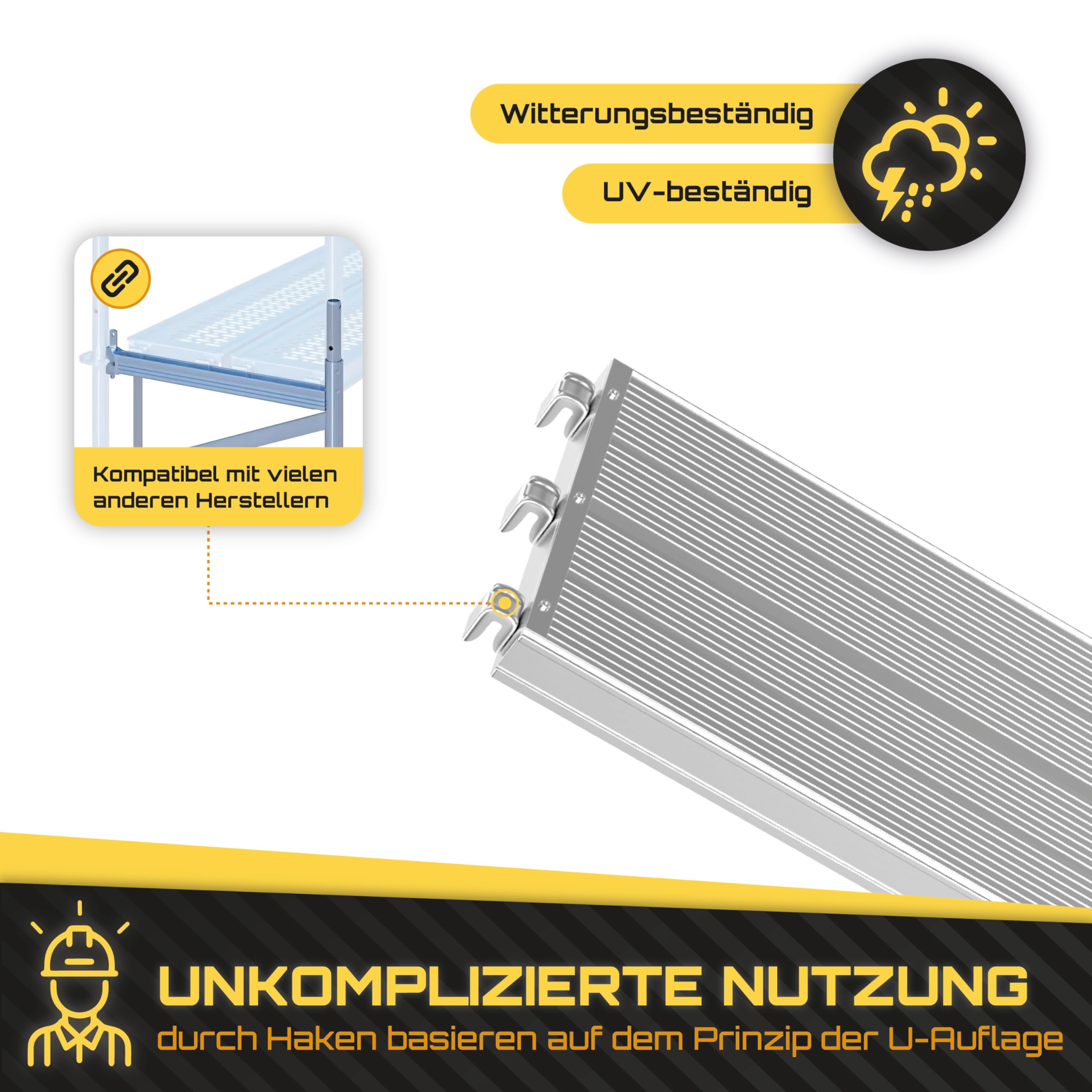 Scafom-rux Gerüstespindel [30 cm length] Rushed feet - 38 mm height-adjustable feet - Heavy load feet - Feet adjustable height - Stable base plate & threaded front plate