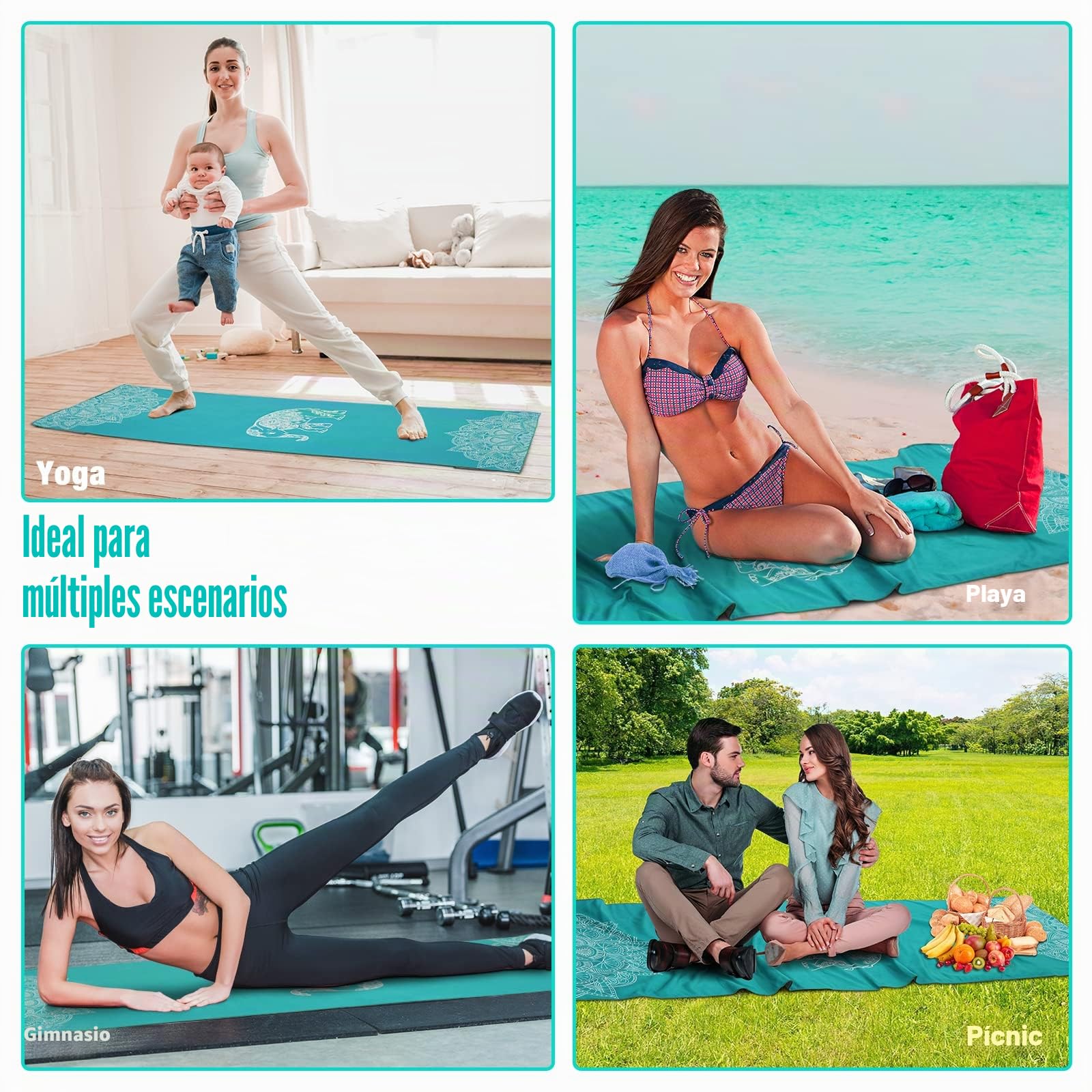 MoKo Manta de Yoga, [69,5x189cm] Toalla de Yoga Antideslizante de Poliéster y Nylon con Bolsillos de Esquina para Colchonetas, Secado Rápido para Gimnasio Pilates Playa