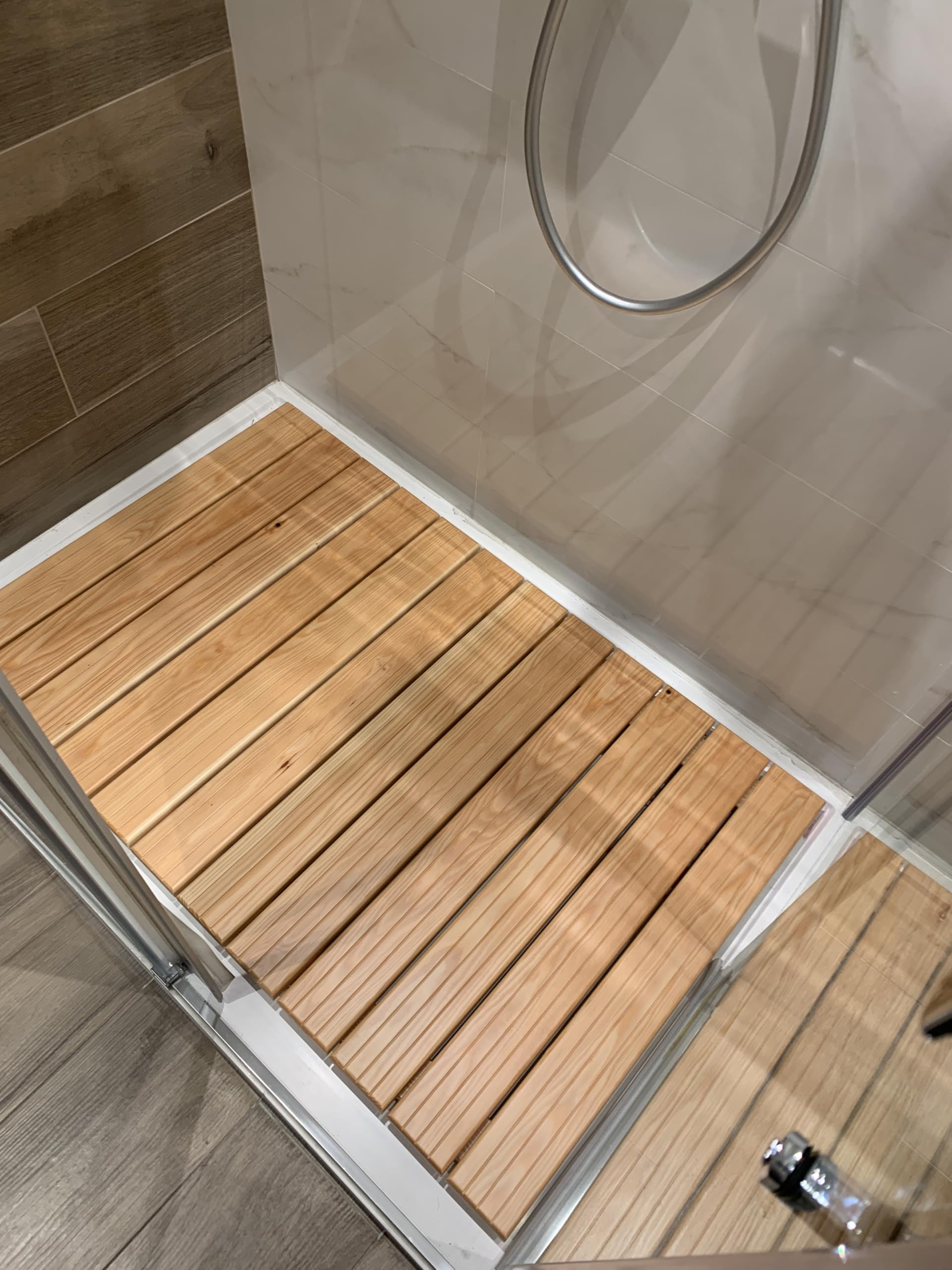 Castelmerlino Caillebotis doccia in larice scelto certificato PEFC 108x68 cm per piatti doccia 120x80 cm