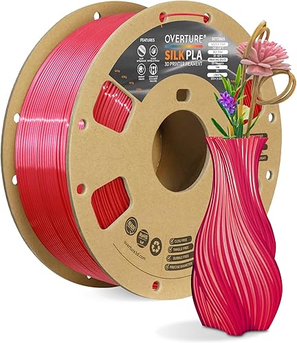 Vista 20 de OVERTURE Filamento de ácido poliláctico de seda, 1/16 de pulgada, acabado bicolor, suave y brillante, carrete 2.2 libras, para joyería de cosplay