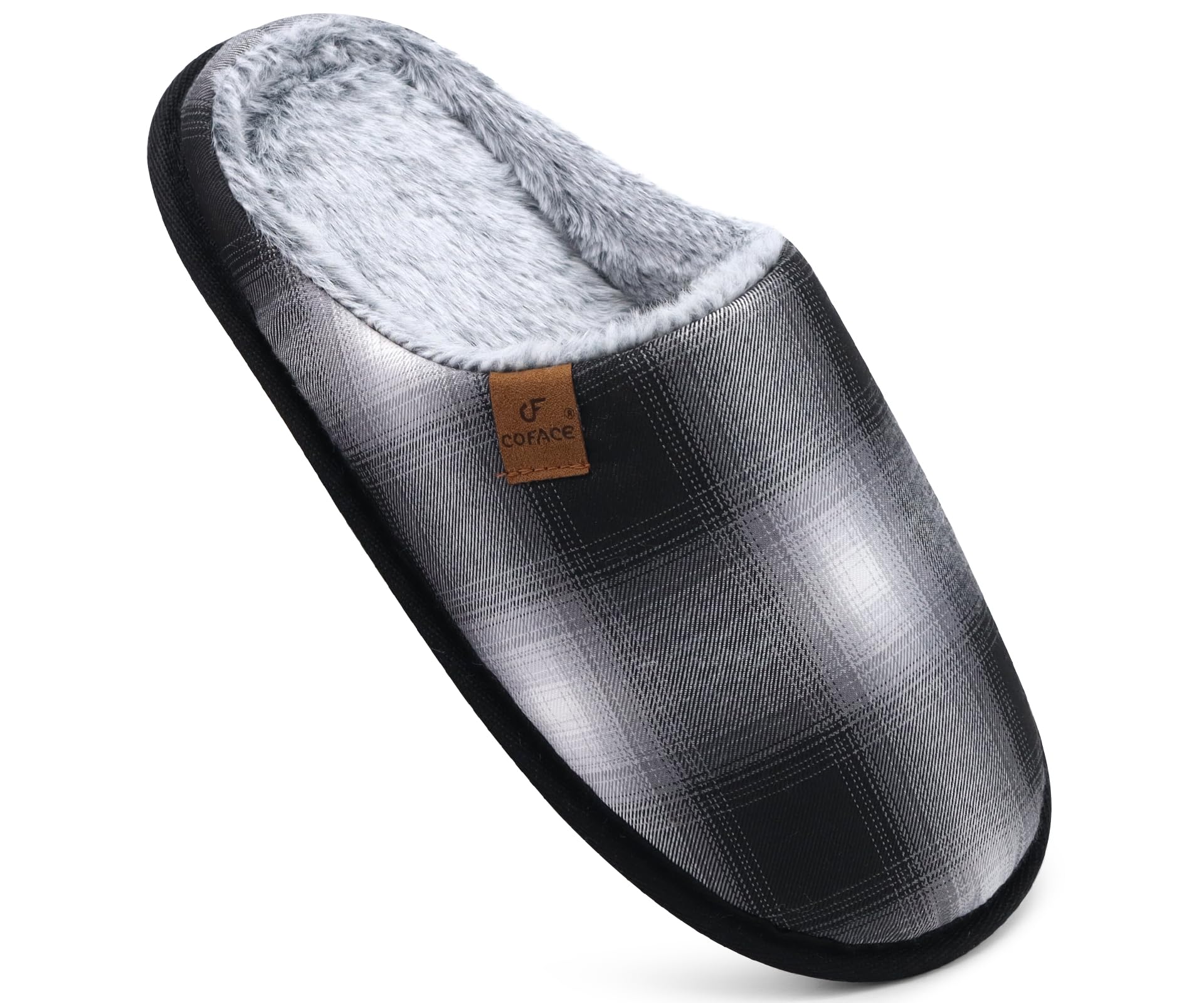 Pantofole da Uomo Invernali Plaid, Comoda Memory Foam Calde Scarpe da Casa in Lana con Suola Antiscivolo 40-47