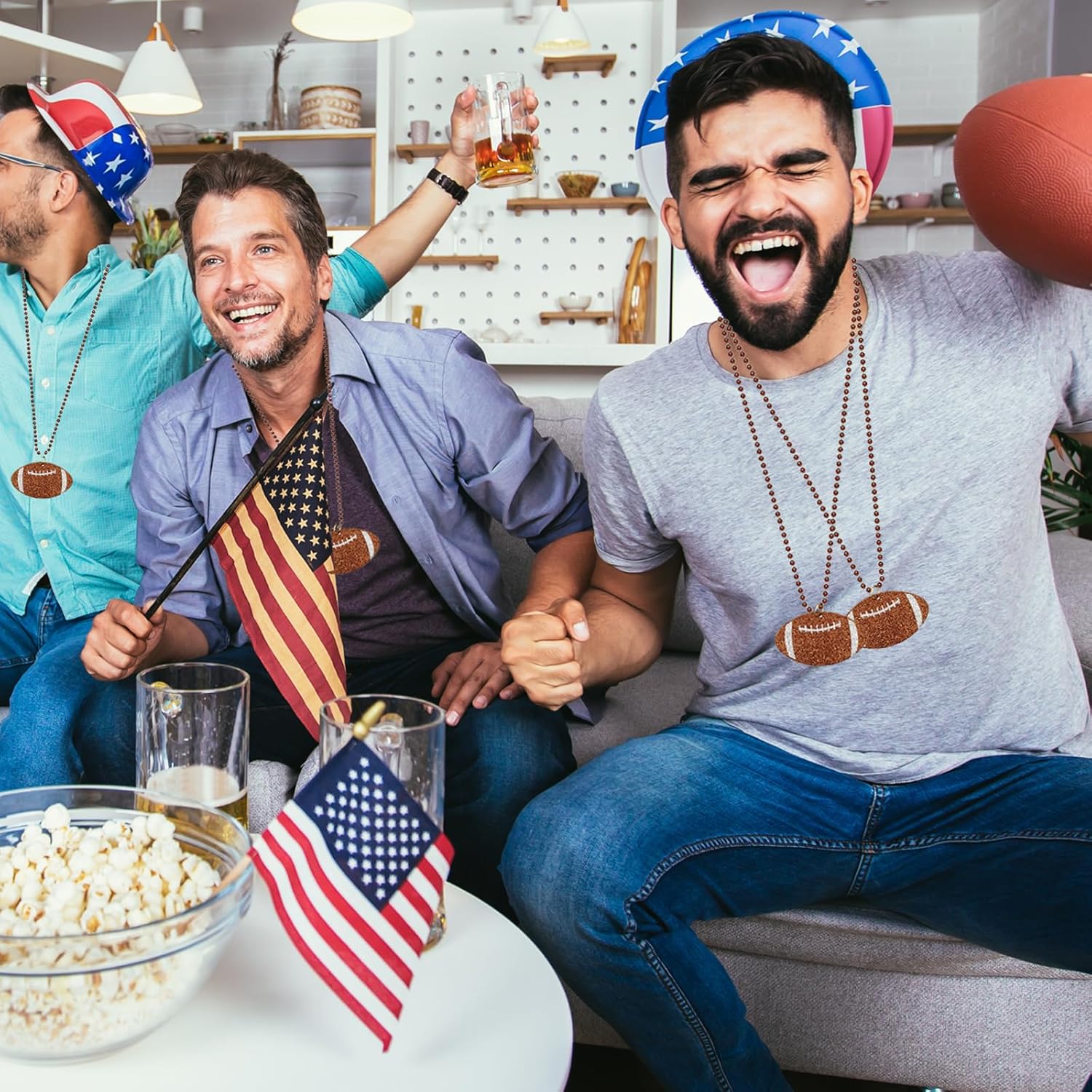 24 Pack Football Pendant Bead Necklaces with Felt Pendants for Football Party Supplies - Image 5