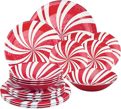 UP ware - Juego de vajilla de melamina de 16 piezas, incluye platos llanos, platos de ensalada, platos de postre, cuencos, servicio para 4 (menta)