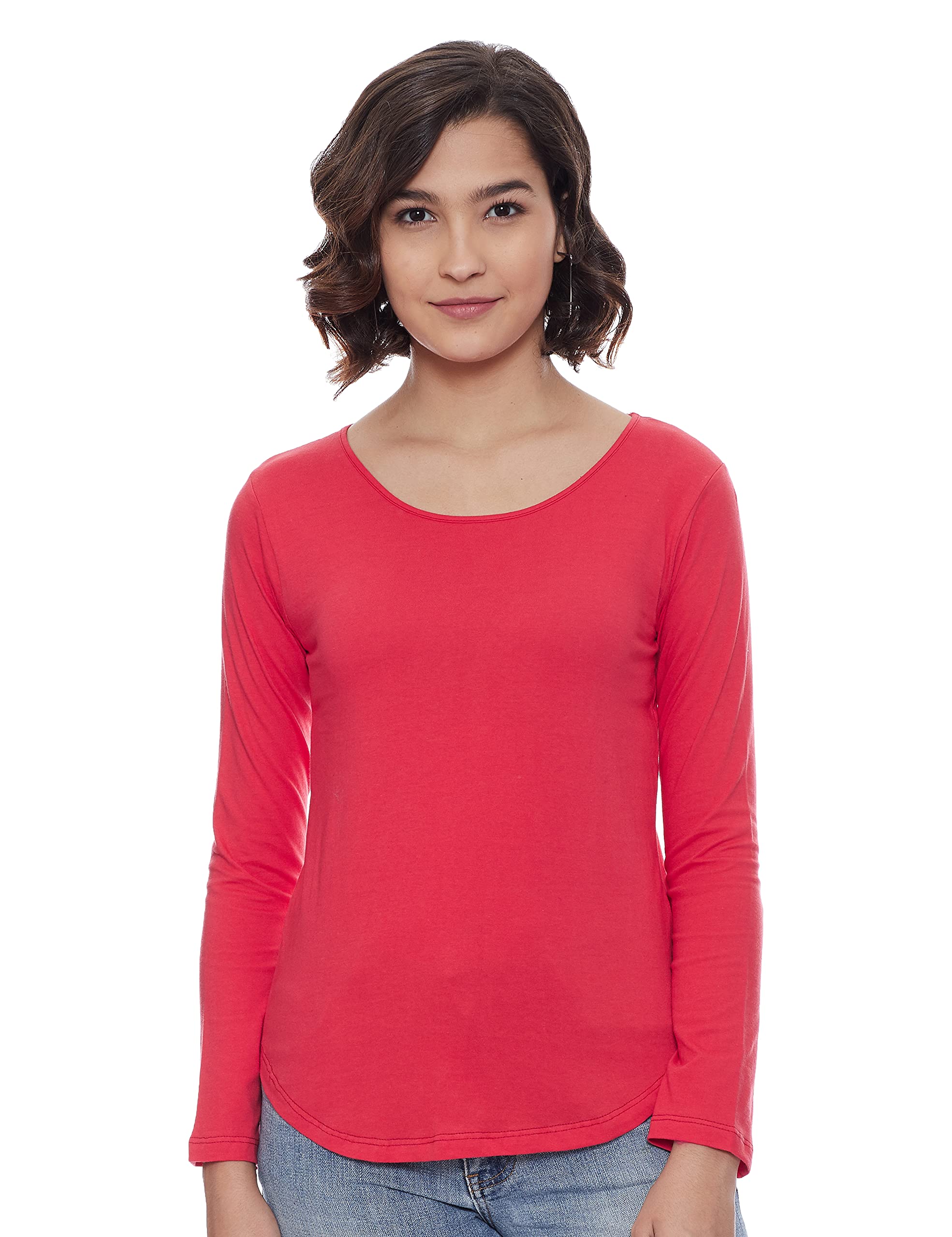 A.T.U.N. (ALL THINGS UBER NICE)Women's Solid Regular Full Sleeves T-Shirt (WLST RND RED_3X 4XL