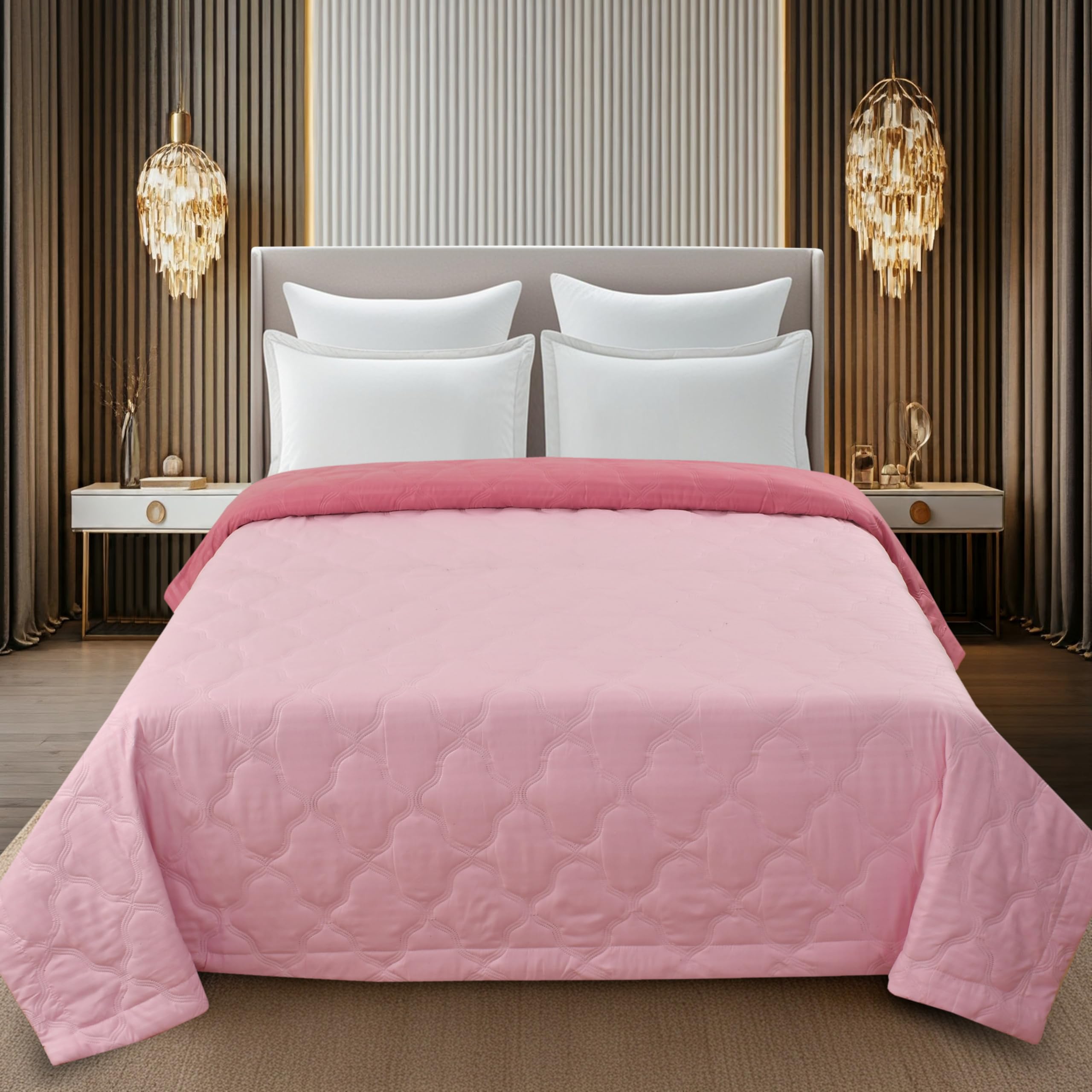 IVAZA Satin Striped Comforter Double Bed | 220 GSM|Quilt AC Blanket for Double Size Bed All Season|Reversible Super Soft Microfiber Blanket |Lightweight, Soft & Cozy,90x90 Inches-image-22