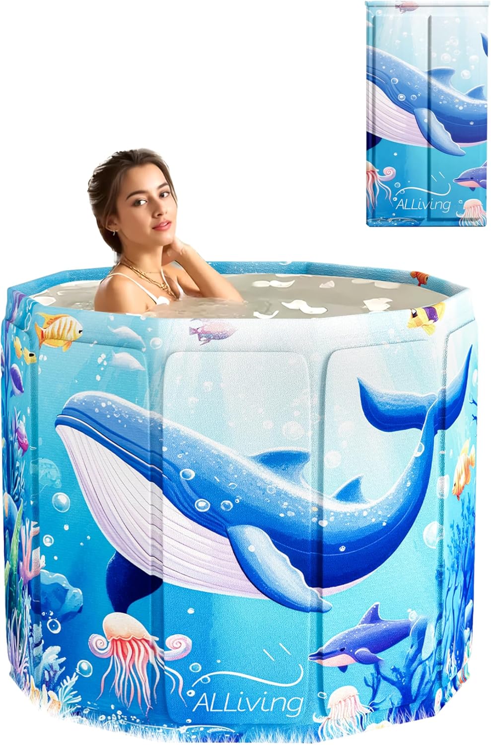 Portable Bathtub Adult Ice Bath Tub - Collapsible Folding Foldable Bathtub for Adult Shower Bathroom Hot SPA Soaking Cold Plunge Tub Deep Freestanding Bathtub Indoor Outdoor Animal