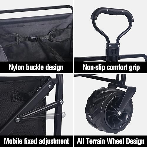 Miniatura 6 de Sdhwds Carrito plegable multiusos plegable con ruedas universales todo terreno carrito portátil de gran capacidad carrito de jardín de playa para