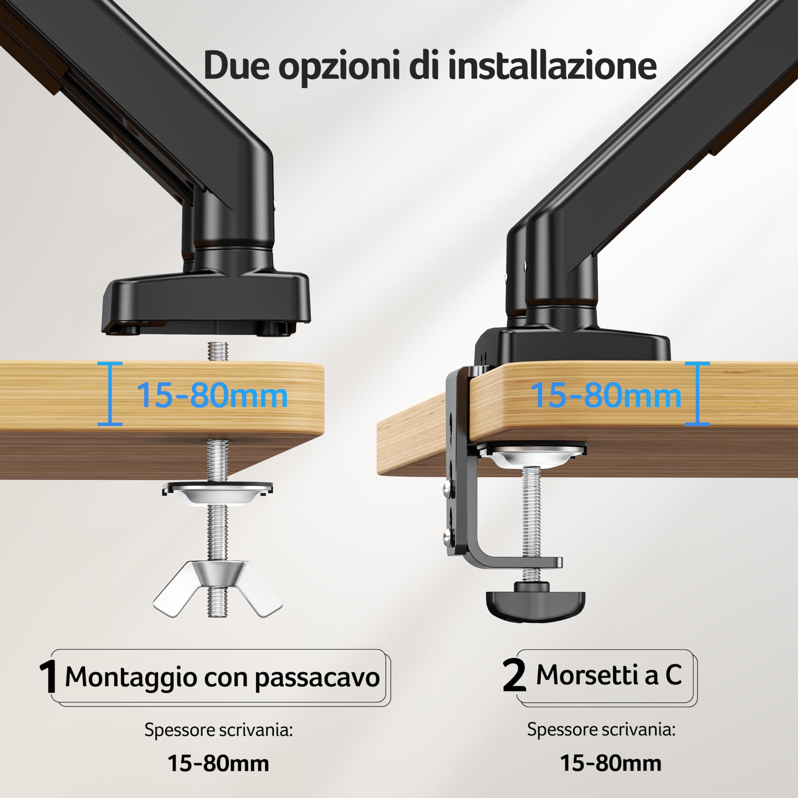 acer Braccio Monitor Doppio Supporto Schermi 17-32 Pollici, Supporto Monitor Scrivania con Molla a Gas, Regolabile in Altezza, Capacità di Carico 2-9 kg, VESA 75x75/100x100