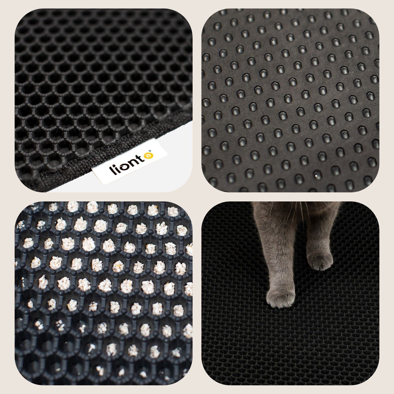 lionto Cat litter mat for litter tray with non-slip coating, 76x61x1,3 cm, cat toilet mat waterproof & easy to clean - Image 4