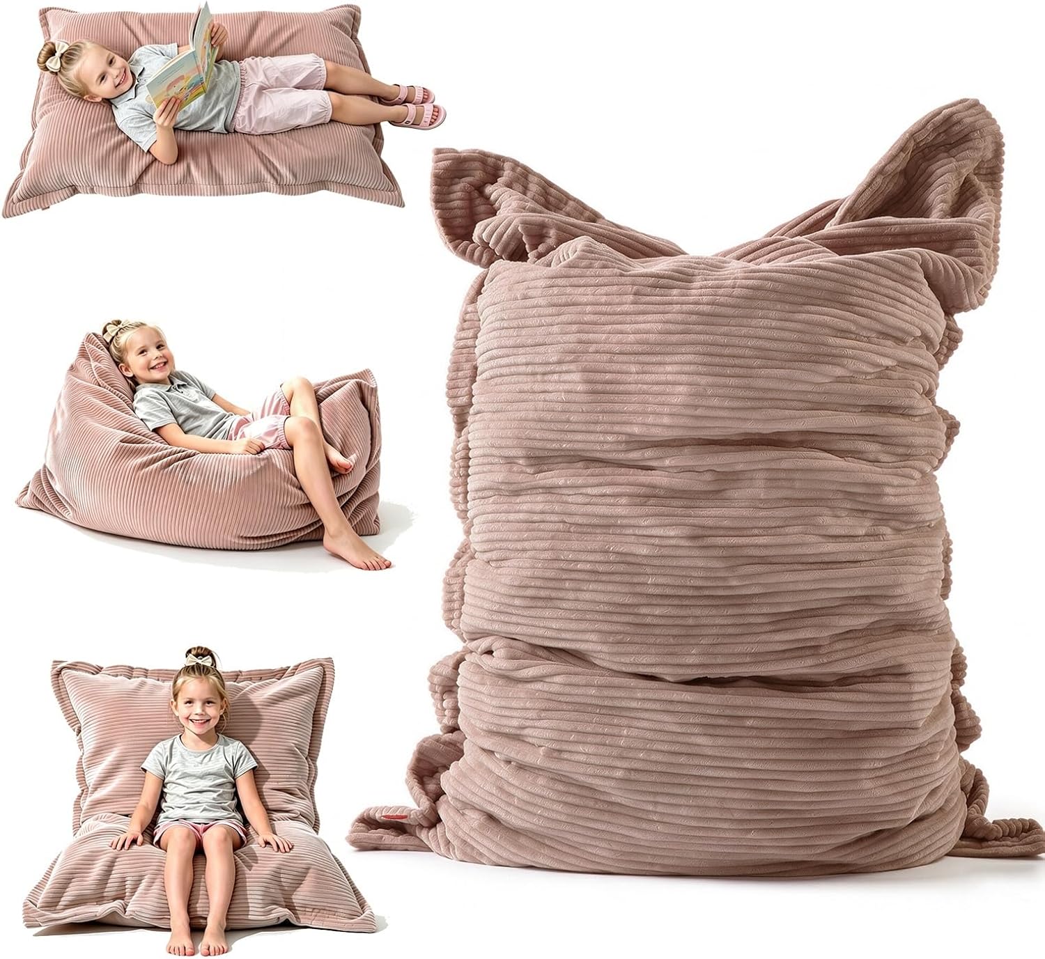YuppieLife 3-in-1 Kids Bean Bag Sofa Bed – Cozy Floor Chair for Reading