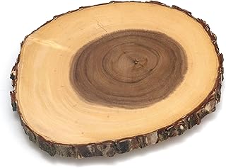 Lipper International 1010 Acacia Tree Bark Footed Server for Cheese, Crackers, and Hors D'oeuvres, Small
