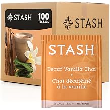 Stash Tea Decaf Vanilla Chai Black Tea, Box of 100 Tea Bags