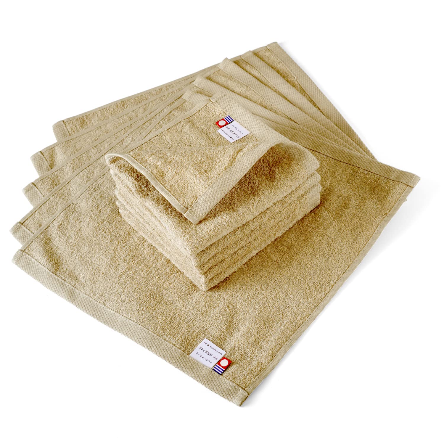 Imabari Face Wash Hand Towels, Set of 10, Beige