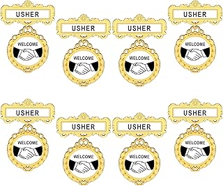 8 Pack Usher Badge Multipack Church Welcome with Pin on Back Reusable Church Leadership