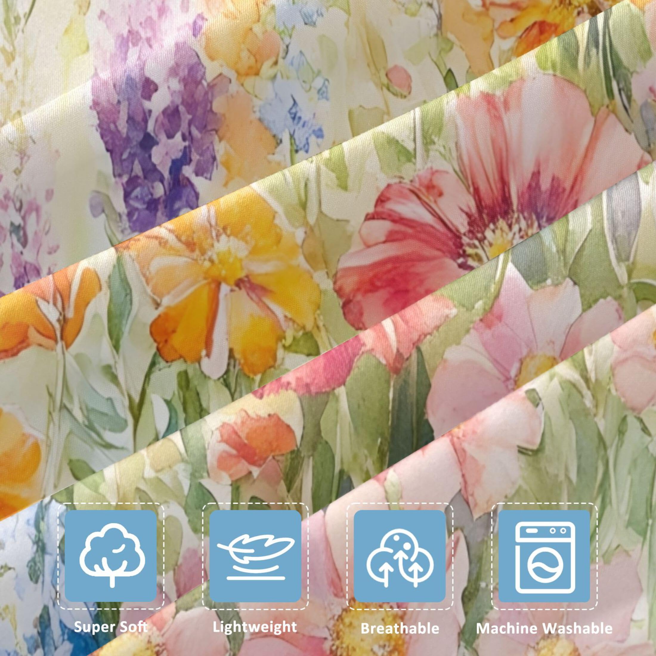 Sábana bajera ajustable de flores silvestres de acuarela para colchón de aire, bolsillo extra profundo de 24 pulgadas, funda suave y transpirable con apertura de válvula de cremallera para