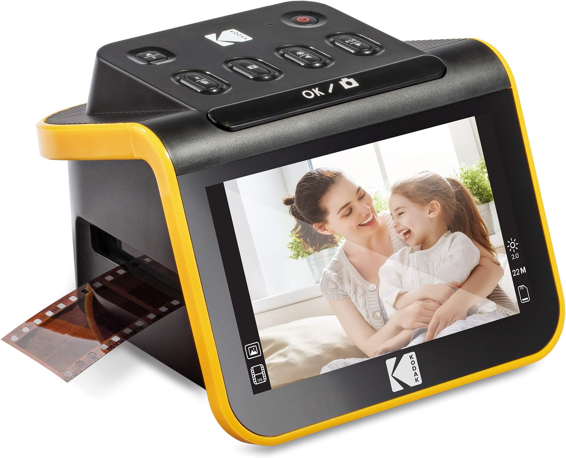 HYQNG Digital Film Scanner, Film and Slide Scanner with 5” LCD Screen, Convert Color & B&W Negatives & Slides 50mm, 126, 110 Film to High Resolution 22MP JPEG Digital Photos, Black