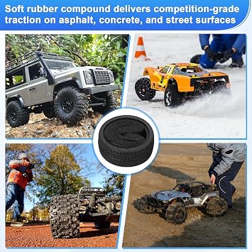 sourcing map 4Pcs Soft Rubber RC On-Road Car Tyres D22-Type Sponge Inside for RC 1/10 HSP Tires Scale Touring On-Road Racing DIY Model Car- 62mm(2.44) OD x 26mm(1) Width, Black