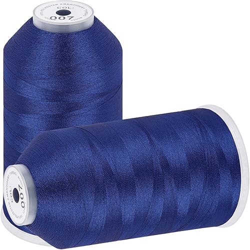 New brothread - 2 carretes enormes 5000M cada hilo de máquina de bordado de poliéster 40WT para máquinas comerciales y domésticas - azul prusiano