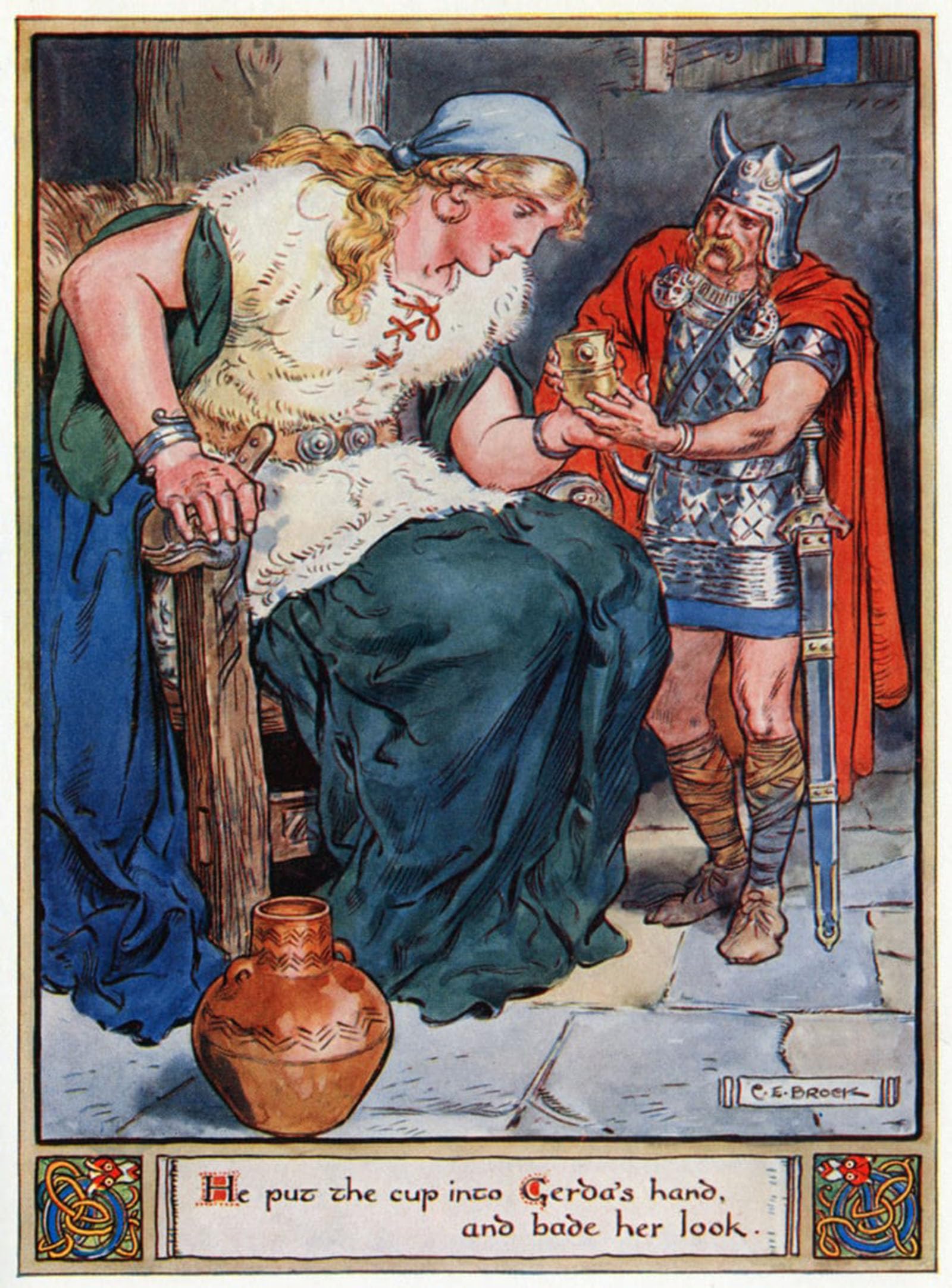 ARTXLXXBN Famous Painting Art Wall Decor Abstract Art Picture He Put the Cup Into Gerda's Hand and Bade Her Look by Charles Edmund Brock Animal Pictures for Home Decor 60x90cm