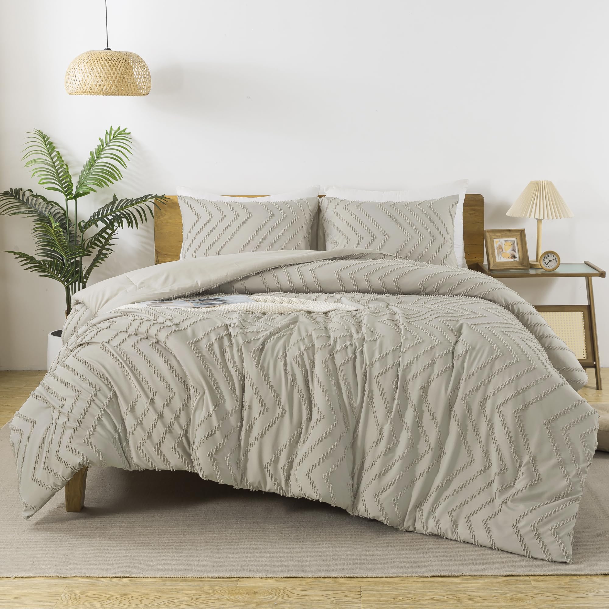 Andency Oatmeal Oversized Super King Comforter Set 120x120 Extra Large