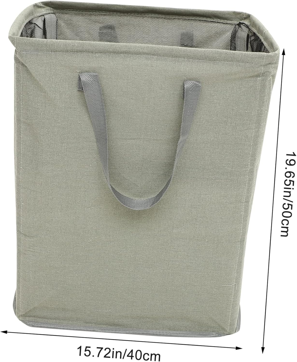 Foldable Laundry Hamper with Comfortable Handles Dustproof Cotton Linen Laundry Basket for Clothes and Storage Collapsible Square Organizer in Dark Gray for Dorm and Home Use