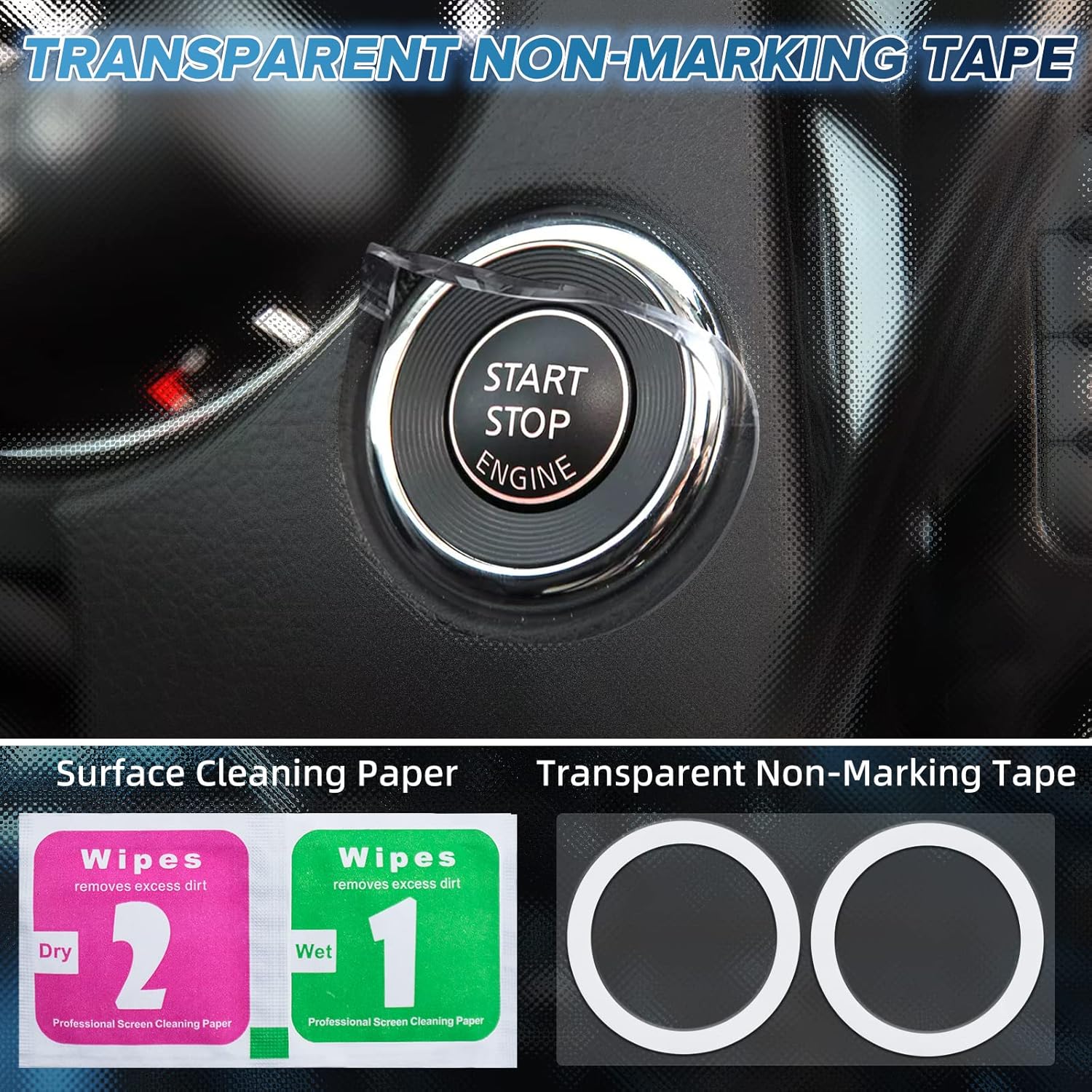 Start Button Cover-Interior Engine Start Stop Button Protective Cover Car Interior Accessories Car Engine Push to Start : Automotive