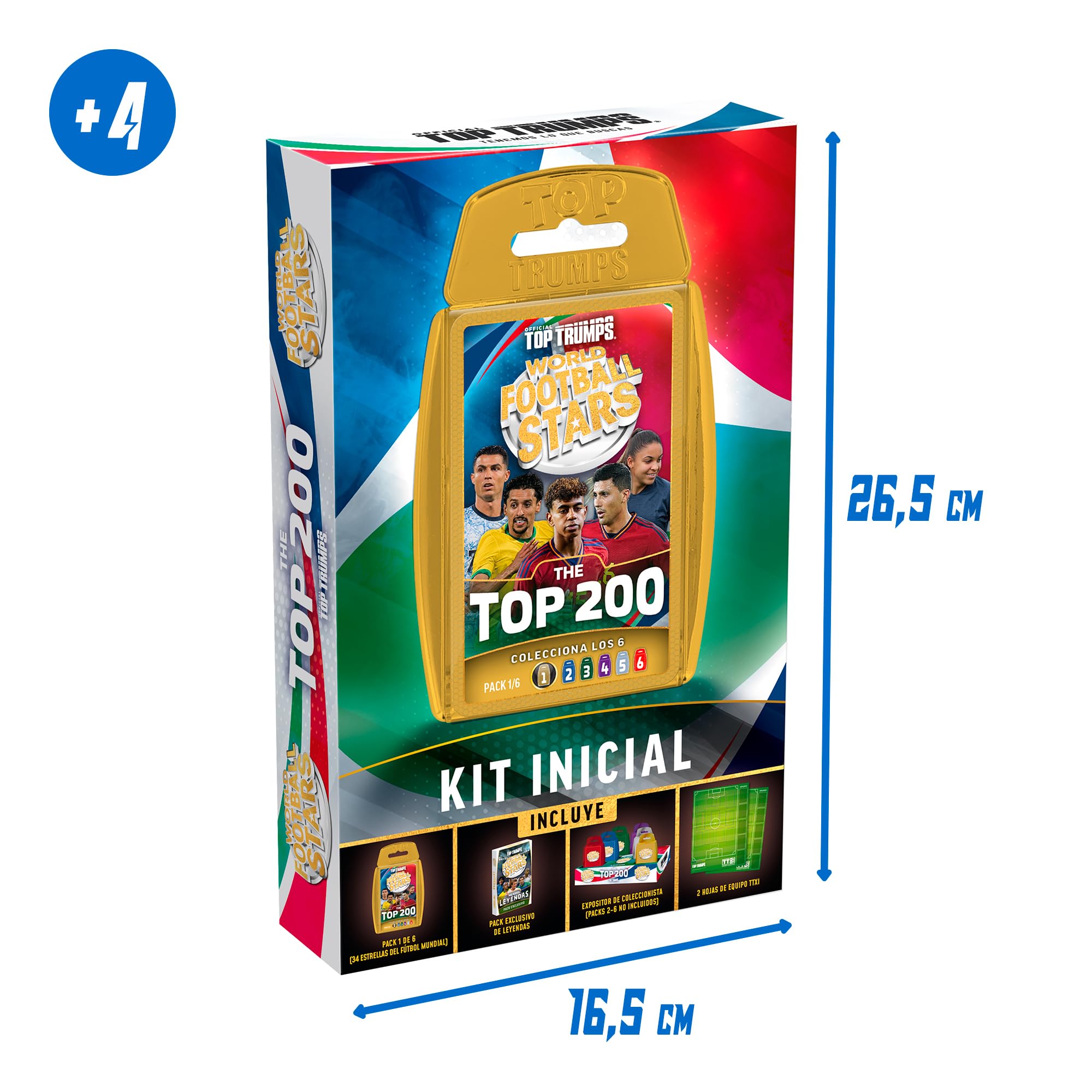 Bizak Futbol Mundial Top 200 Starter Kit con 34 Trading Cards, 18 Leyendas y Campo de Juego