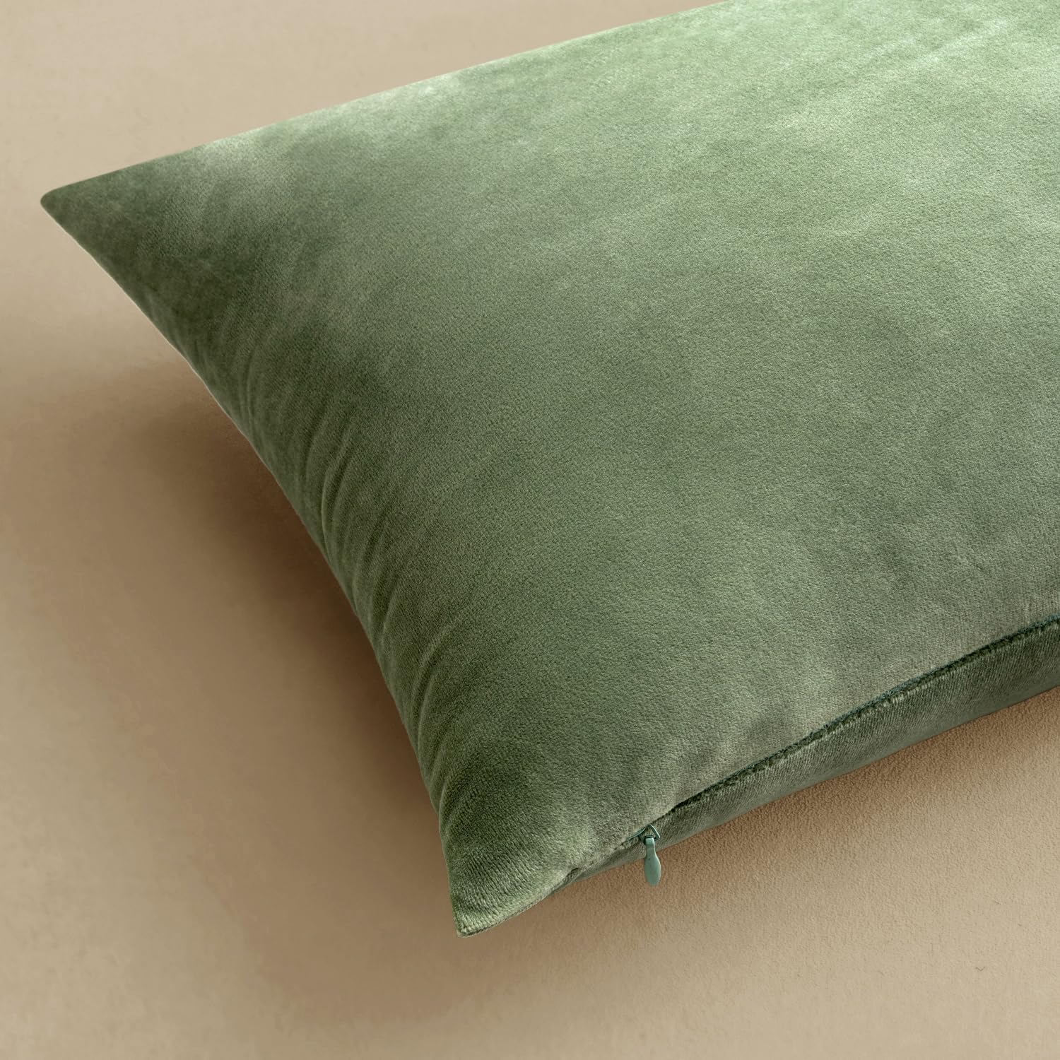 MIULEE Velvet Throw Pillow Covers 18x18 Inch, Pack of 2 - Sage Green, Soft Solid Decorative Pillow Covers Square Cushion Cases Farmhouse Modern Home Decor for Spring Couch Sofa Bedroom Living Room - Image 6