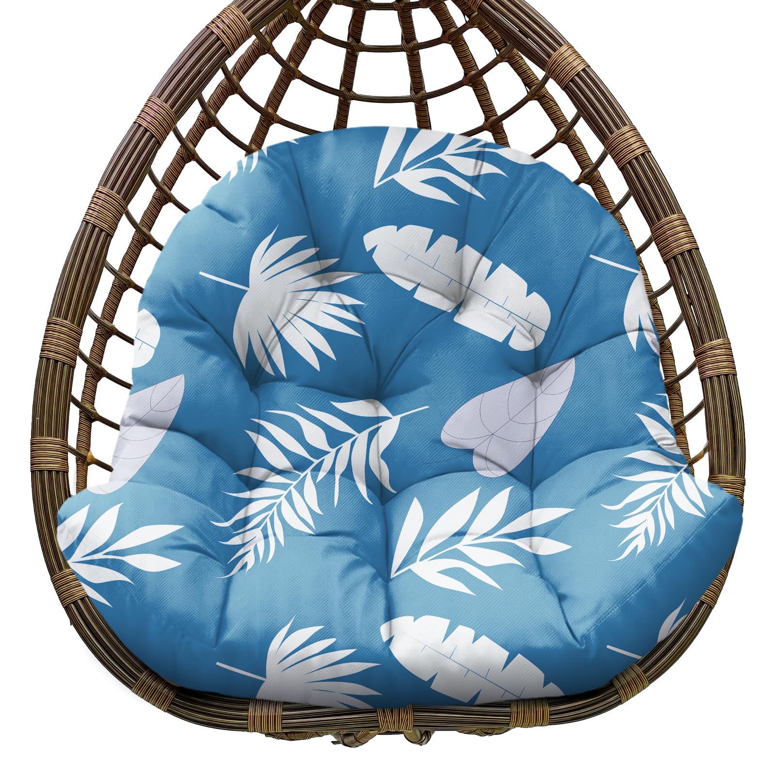 joomie Cojín de repuesto impermeable para columpio de huevo, 120 x 84 x 18 cm de grosor, cojín extraíble con lazos para silla de jardín, hamaca de huevo, hoja azul 2#