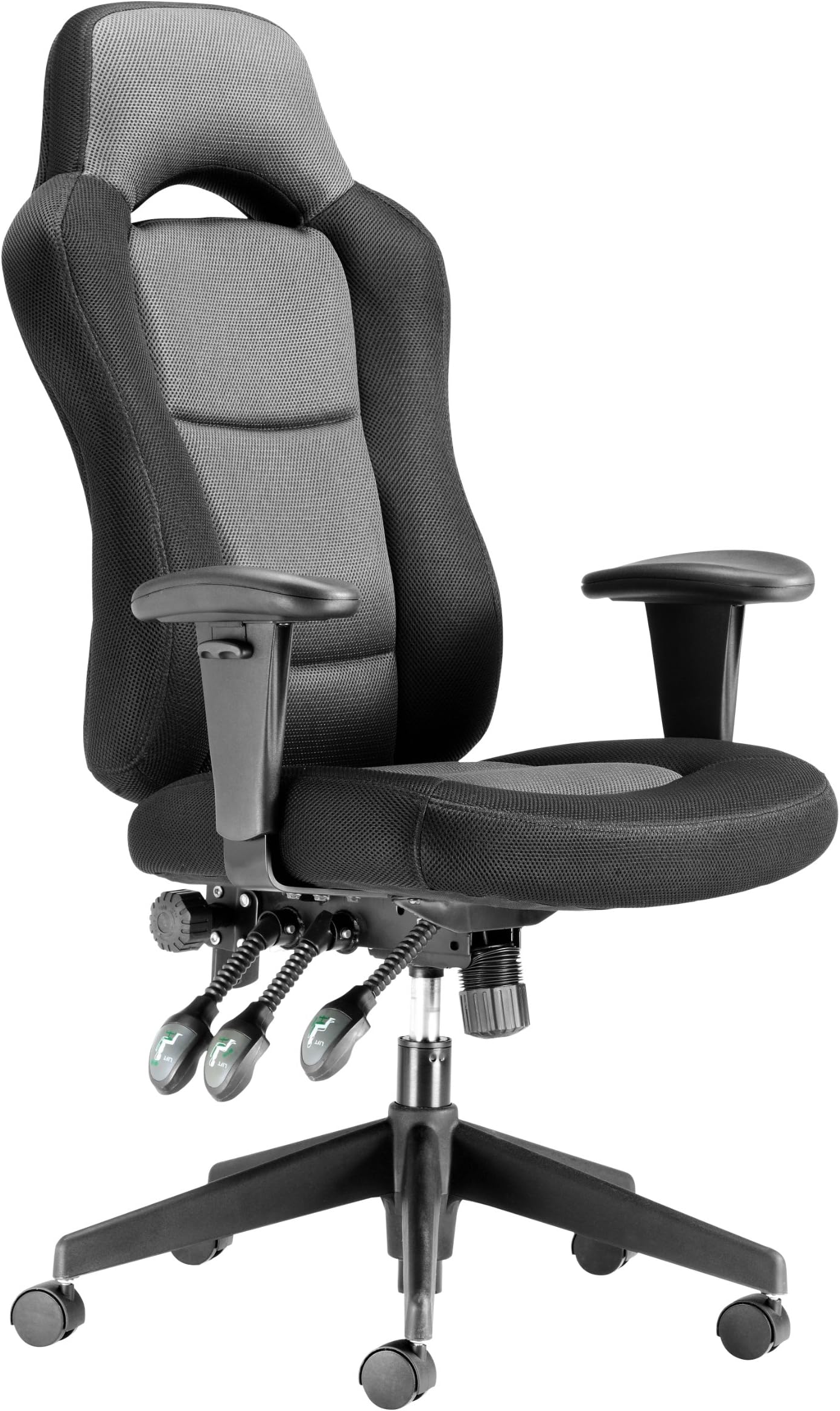 Chairs For Offices 130032GKT9 Extra Tall Person Heavy Duty Headrest Office Chair Black Grey Seat Height 68cm Free 3 day Delivery