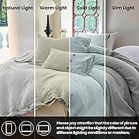 Vista 5 de Simple&Opulence - Juego de funda de edredón 100 % lino, 3 piezas con cierre de botón de coco, de lino francés lavado, color liso, suave, Gris claro
