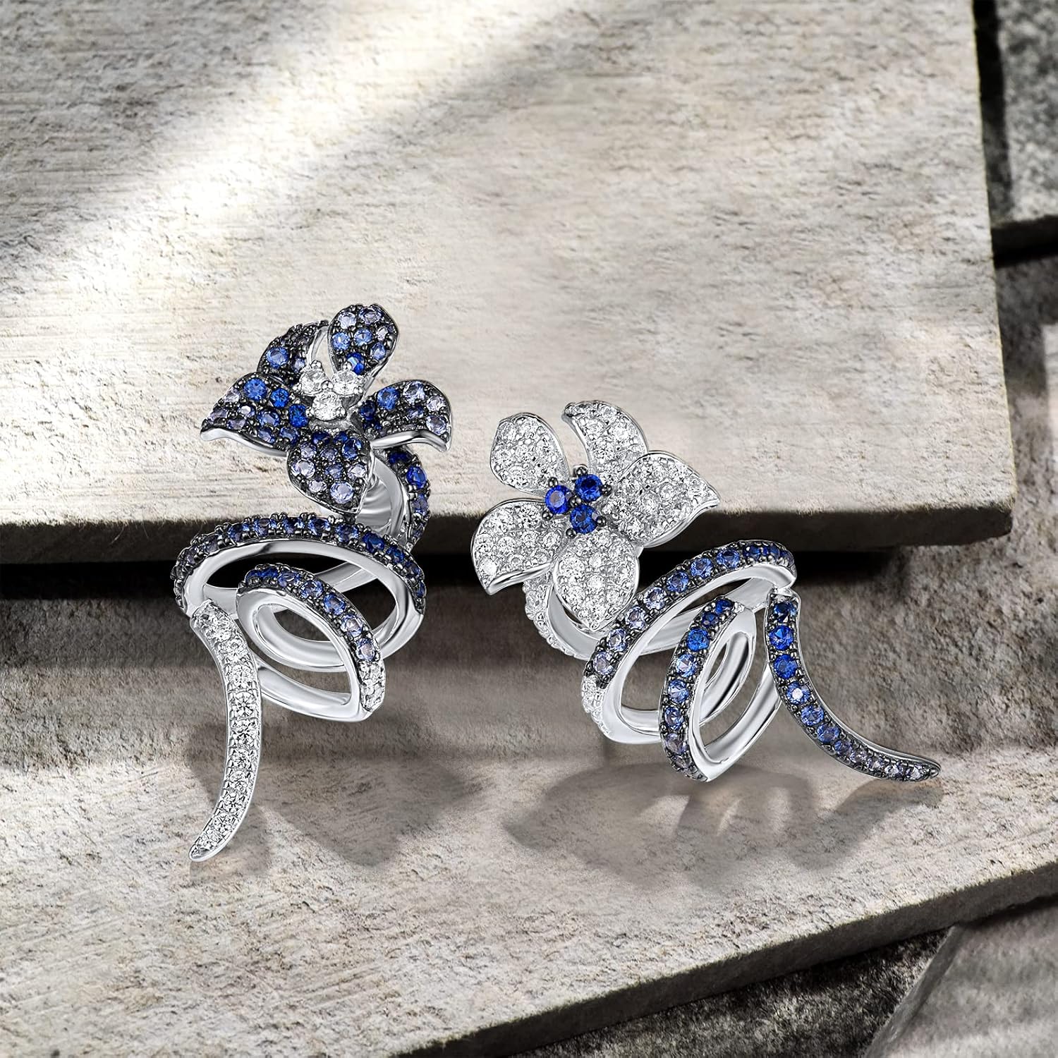 Santuzza 925 Sterling Silver Gemstone Fancy Dangling Stud Earrings for Women