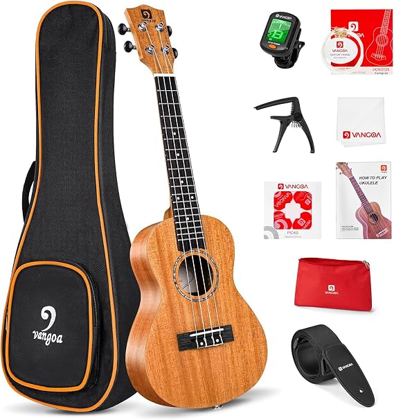 Vangoa Ukelele 23'' حفلة موسيقية للمبتدئين للبالغين Ukulele Mahogany مع مجموعة كاملة Hawaiian Ukulele Acoustic Professional Ukelele للأطفال البالغين المبتدئين