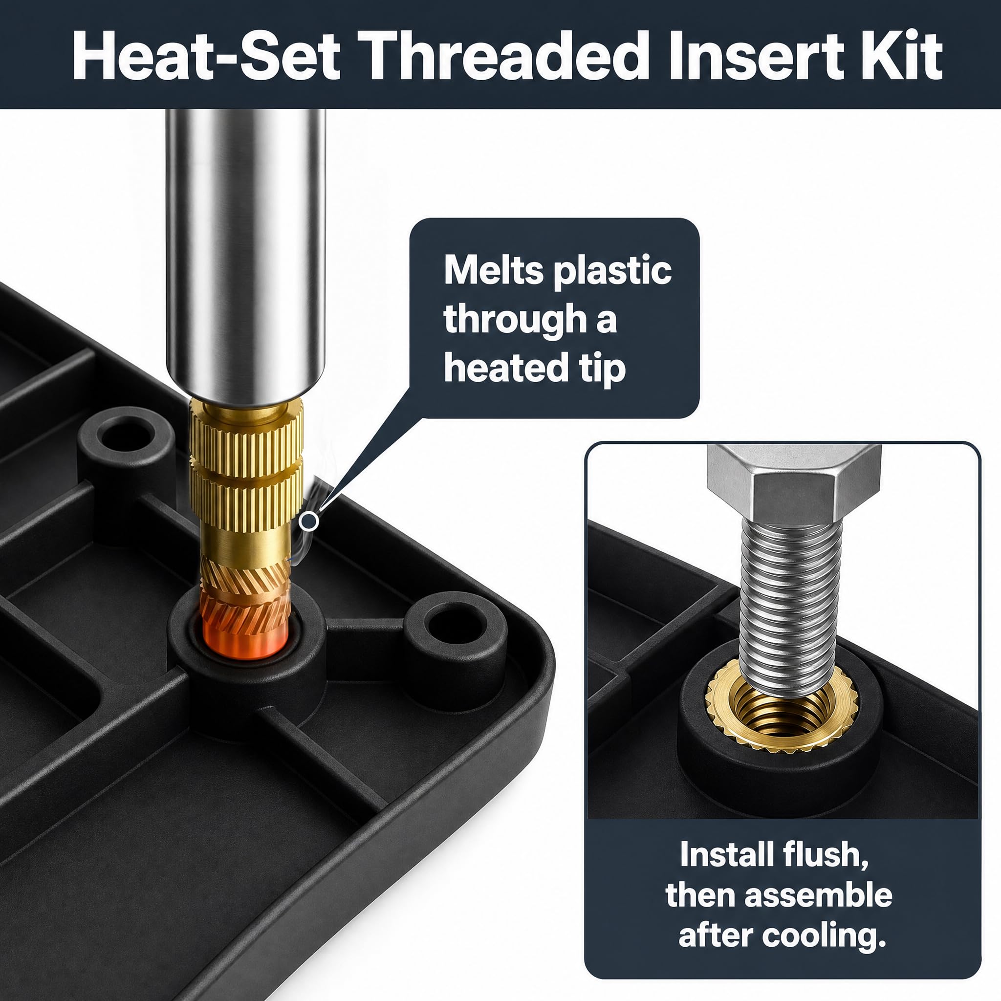 880 Stück Gewindeeinsätze Lötspitzen Set mit Schrauben, M2/M3/M4/M5/M6 Gewindeeinsätzen, Einstellbarer Temperatur Lötkolben 180-500°C mit Pinzen und Halter,Lötspitzen&Soldering Tip Adapter