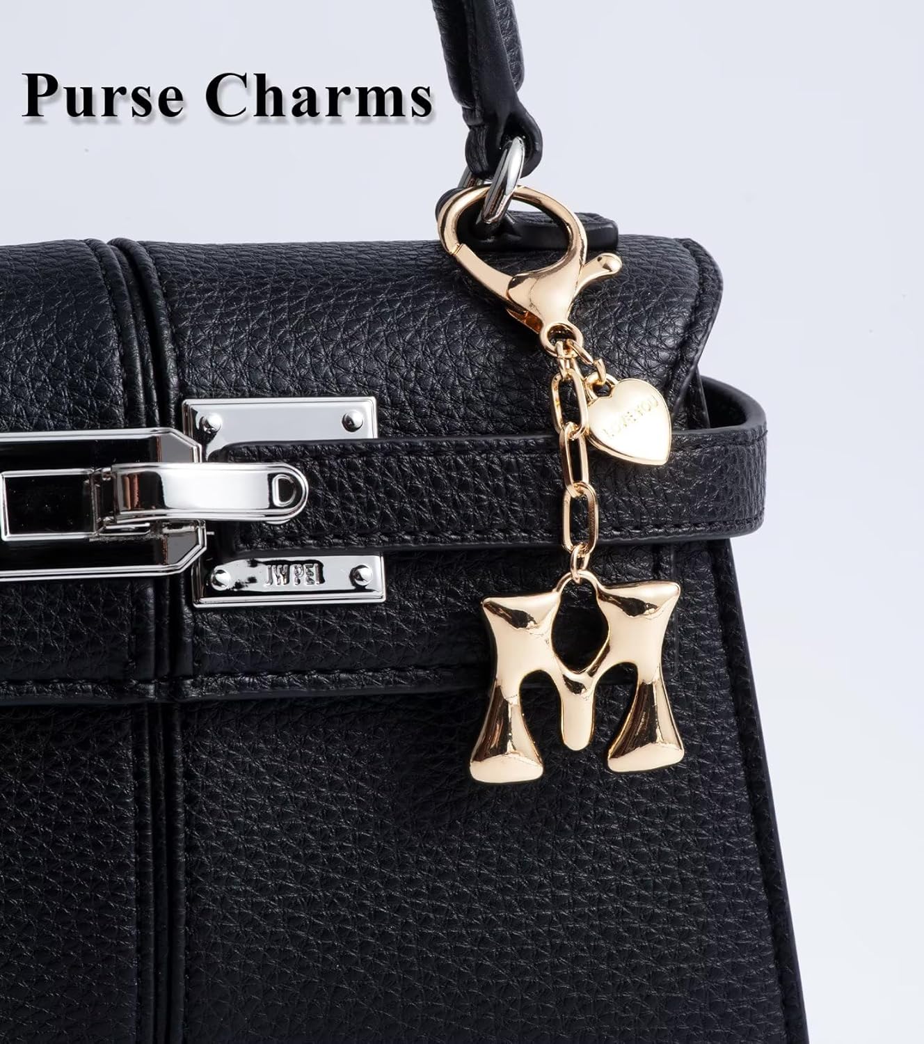 Initial Letter Keychain with Bubble Heart Charm, Gold Accessories for Handbags, Women's Purse Bag charms - Image 5