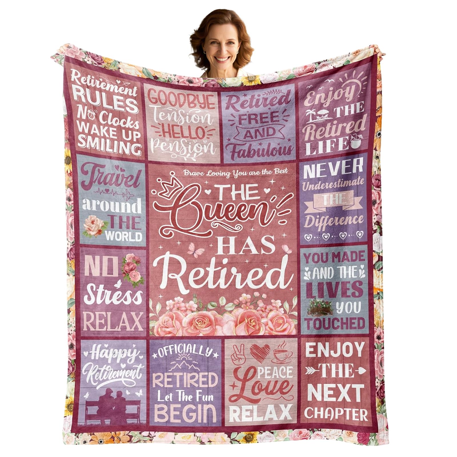 Retirement Gifts for Women, Throw Blanket, Funny Farewell Gifts for Female, Colleague, Teacher, Mum, Coworkers Women, Retirement Party Decorations, Leaving School Work Farewell Present, 130x150CM
