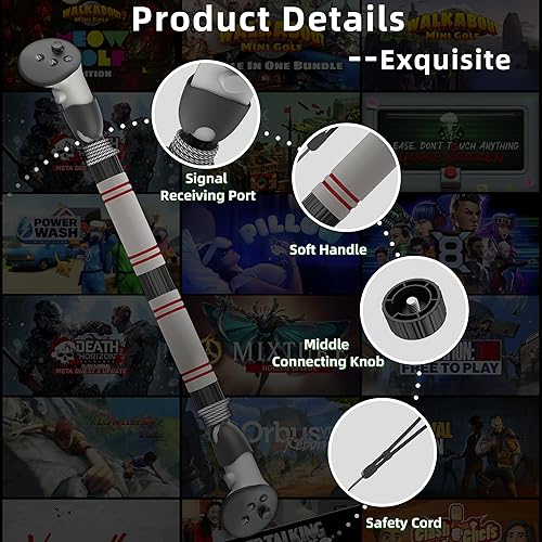 Miniatura 5 de IGRL Handle Attachments Compatible with Meta Quest 3 Oculus Quest 2 Controller Accessories, Dual Handles Extension Grips for VRMR Games Golf Club,