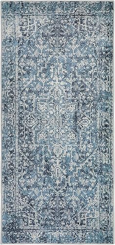 Miniatura 7 de Morebes Alfombra Bohemia Azul para Baño 2x4.3 pies, Alfombra de Pasillo Lavable Antideslizante Tapete de Baño Suave, Alfombras de Piso Interior de