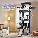 Heybly Grand arbre de chat pour grand chat, 80-inch Tour de chat multi-niveaux pour les chats intérieurs avec grande base, Condo Meubles 2 Perches en peluche élargie, tableau d'éclaboussures et grandes grottes, gris fumé HCT038G