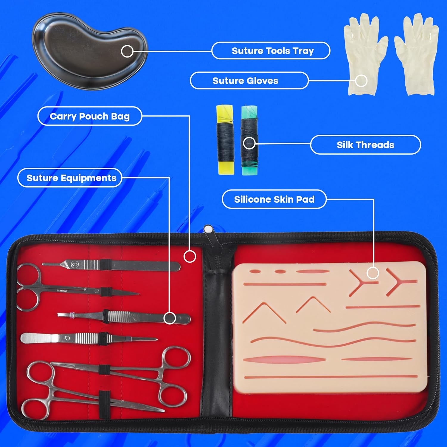 Briobox Premium Seoni Practice Kit (35 PC) for medical students | Original surgical kit silicon suturing pads, stitches, scissors, and MBBS students, veterinary uses, prepers and gifts Briobox Premium Seoni Practice Kit (35 PC) for medical students | Original surgical kit silicon suturing pads, stitches, scissors, and MBBS students, veterinary uses, prepers and gifts