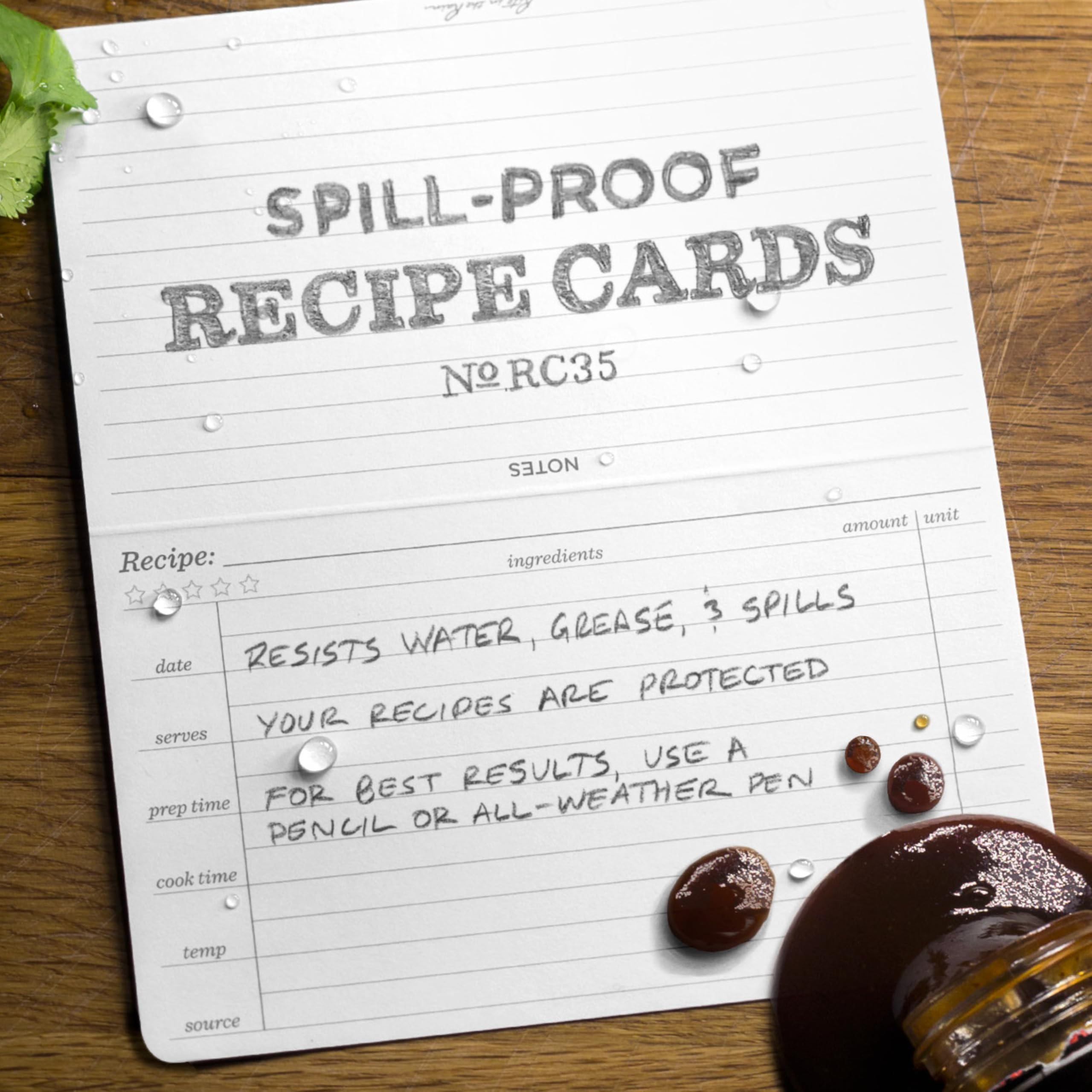 Rite In The Rain Weatherproof Recipe Cards, 6" x 5", 2-Sided, 100# Card-stock Paper, 50 Pack (No. RC35), White - Image 3