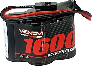 Venom Power - Drive Series 5S 1600mAh 6V Receiver NiMH RC Car Battery - Universal Plug/Adapter Receiver System Compatible with Deans, Traxxas, and EC3 Plug Types