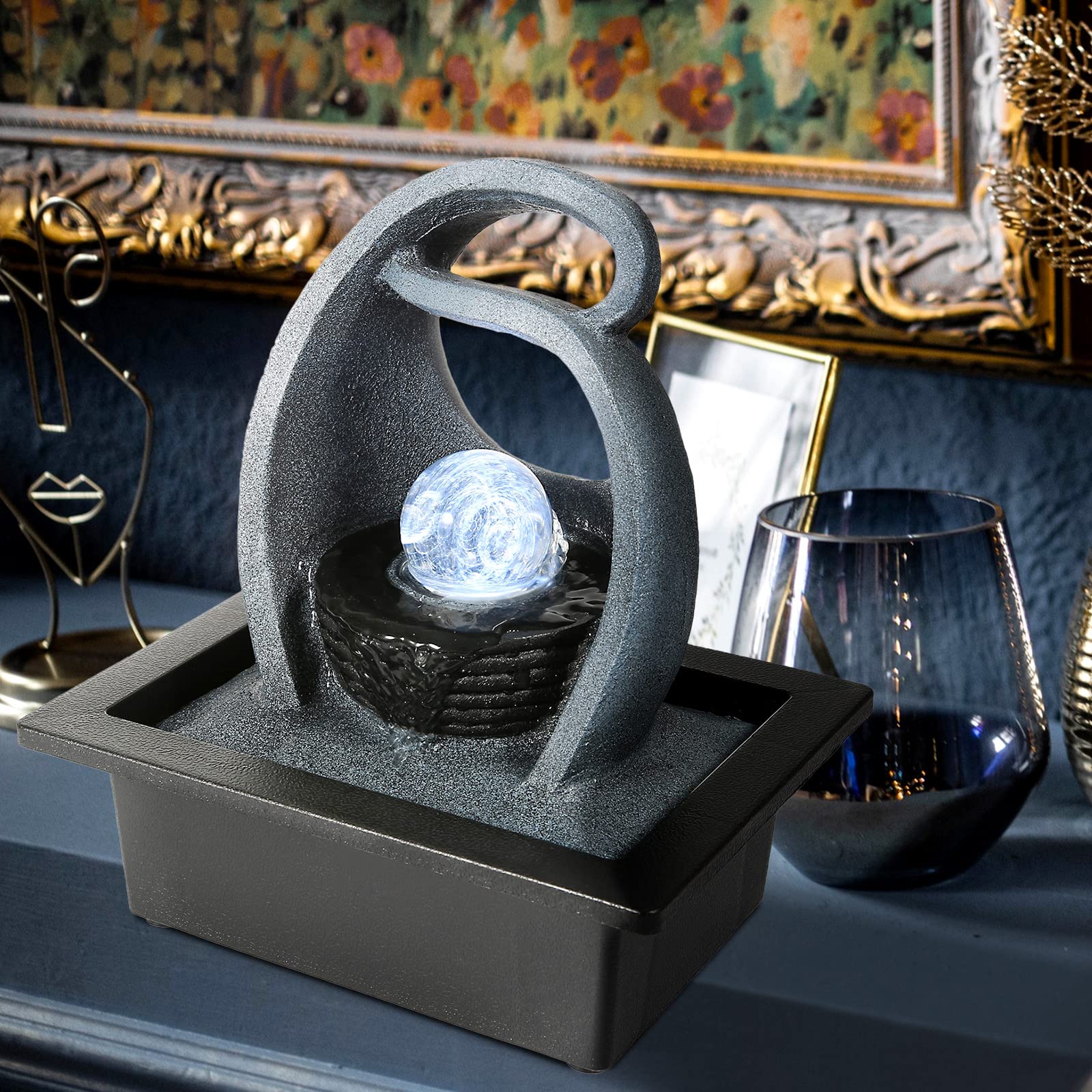 WICHEMI Indoor Fountain Tabletop Fountain Waterfall