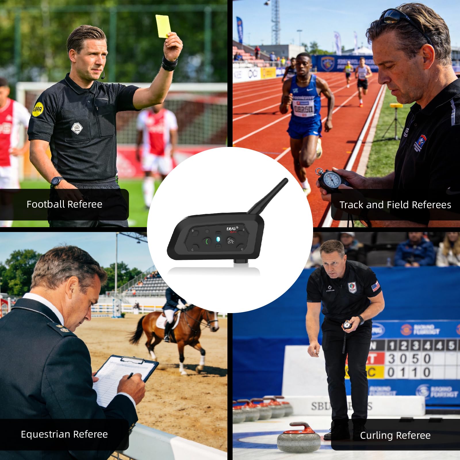 EJEAS V6C Fußball Schiedsrichter Bluetooth Intercom Headset mit CVC Rauschunterdrückung und Armtasche für 2 Schiedsrichter Intercom (2 Packung)